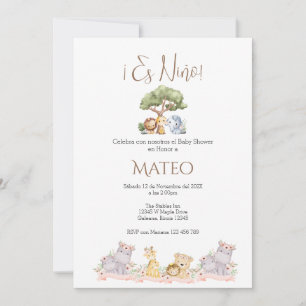 Invitación Safari Spanish Baby Shower Boy invitation