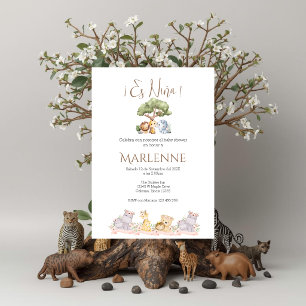 Invitación Safari Spanish Baby Shower Girl invitation