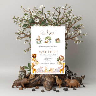 Invitación Safari Spanish Baby Shower Girl invitation