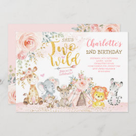 Invitación Safari tribal Floral de Rubor dos salvajes cumplea