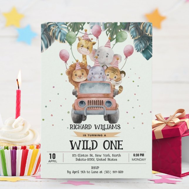 Invitación Safari Tropical Salvaje Uno Animales Jungla Cumple (Subido por el creador)