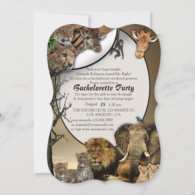 Invitación Safari Weekend Bachelorette Party (Anverso)