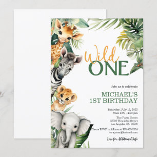 Invitación Safari Wild One 1er cumpleaños