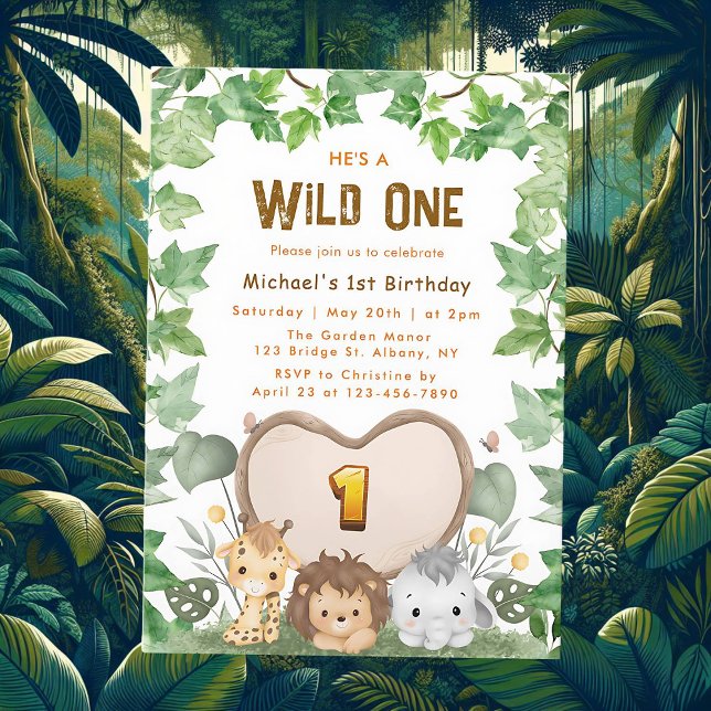 Invitación Safari Wild One 1er cumpleaños (Subido por el creador)