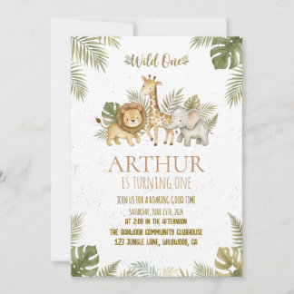 Invitación Safari Wild One 1st Birthday Invite Map
