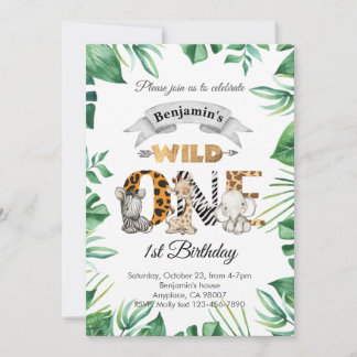 Invitación Safari Wild One 1st Birthday Party Invitation
