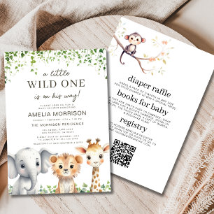 Invitación Safari Wild One All in One QR Code Baby Shower