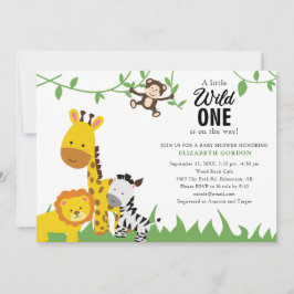 Invitación Safari Wild One Baby Shower Jungle Animals Cute