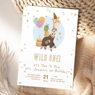 Invitación Safari Wild One Boy Primer cumpleaños