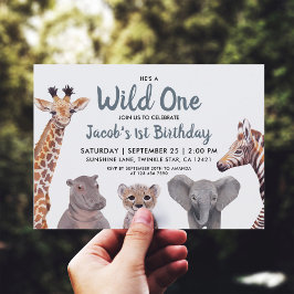 Invitación Safari Wild One Boy Primer cumpleaños