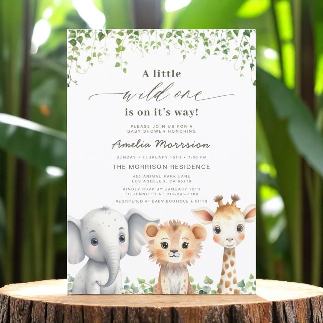 Invitación Safari Wild One Boys Animals Baby Shower (Subido por el creador)