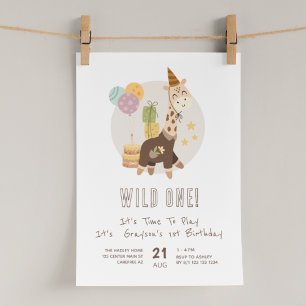 Invitación Safari Wild One cumpleaños 1