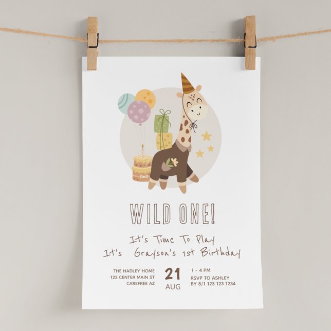 Invitación Safari Wild One cumpleaños 1 (Subido por el creador)