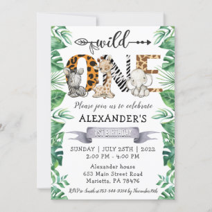 Invitación Safari Wild One First Birthday Fiesta