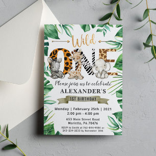 Invitación Safari Wild One First Birthday Fiesta