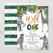 Safari Wild One First Birthday Invitation