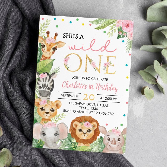 Invitación Safari Wild One First Birthday Invitation (Subido por el creador)