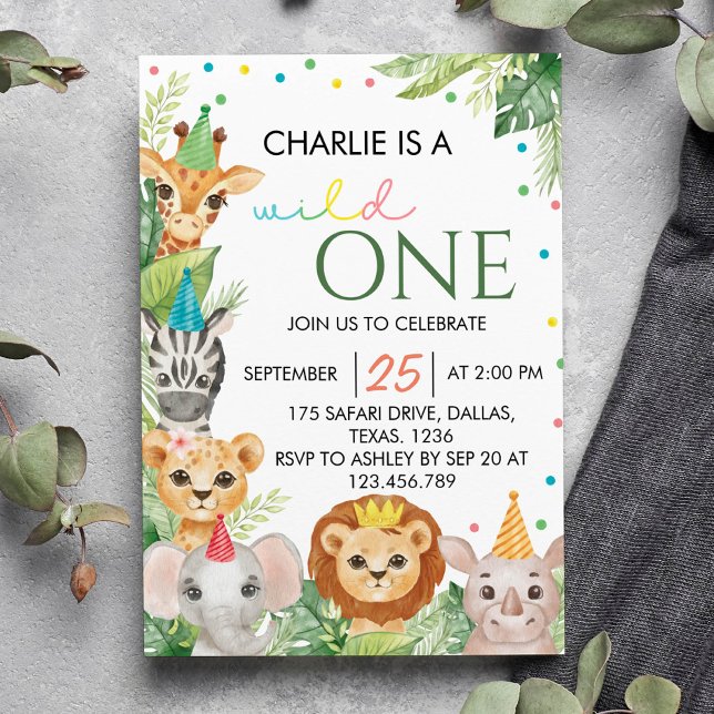 Invitación Safari Wild One First Birthday Invitation (Subido por el creador)
