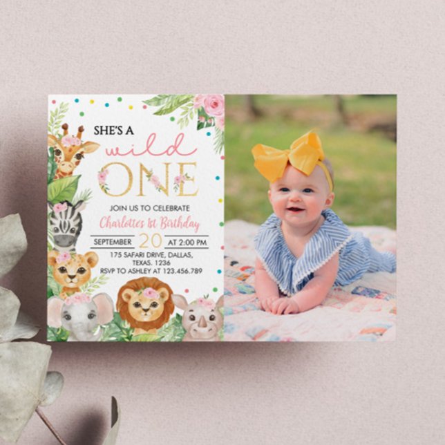 Invitación Safari Wild One First Birthday Invitation (Subido por el creador)