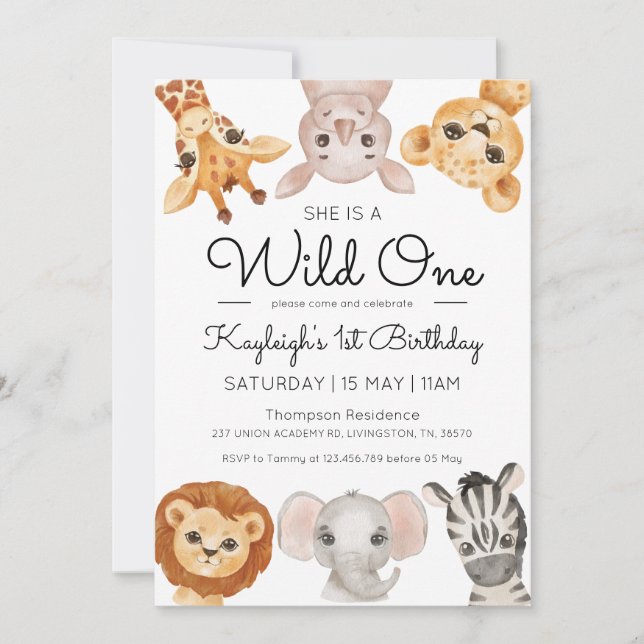 Invitación Safari Wild One First Birthday Invitation Boy Chic (Anverso)