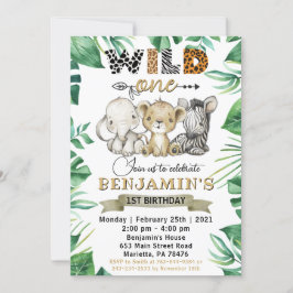 Invitación Safari Wild One First Birthday Leon Zebra Fiesta