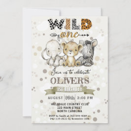 Invitación Safari Wild One First Birthday Party Invitation