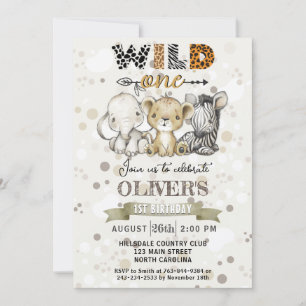 Invitación Safari Wild One First Birthday Party Invitation