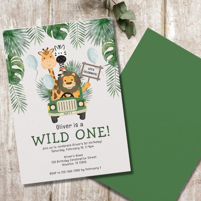 Invitación Safari Wild One First Birthday Party Invitation (Subido por el creador)