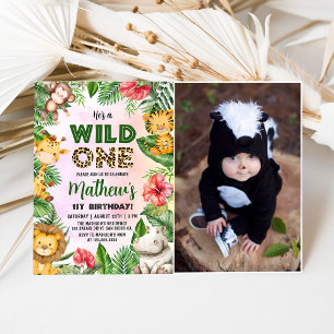 Invitación Safari Wild One First Birthday Photo