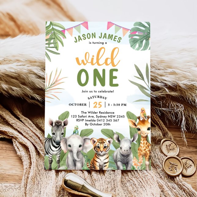 Invitación Safari Wild One First Boy Cumpleaños (Subido por el creador)
