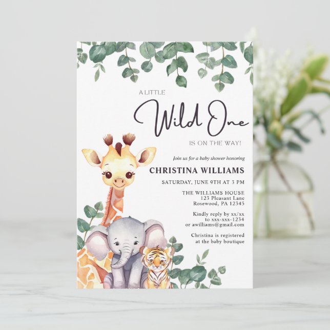 Invitación Safari Wild One Gender Neutral Baby Shower (Anverso de pie)