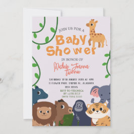 Invitación Safari Wild One Simple Cute Animals Baby Shower