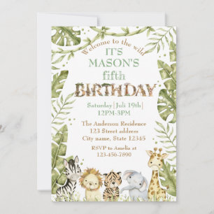 Invitación Safari Wild One Watercolor Cumpleaños
