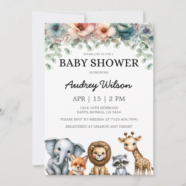 Invitación Safari y Flor (Anverso)