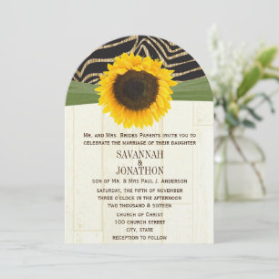 Invitación Safari Zebra Barn Wood Sunflower Zebra Boda