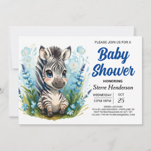 Invitación Safari Zebra Boy Baby Shower