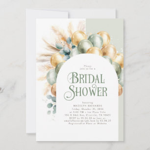 Invitación Sage and Gold Boho Arch Elegant Bridal Shower