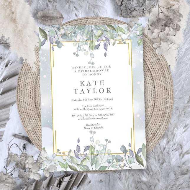 Invitación Sage and Lilac Floral Winter Bridal Shower (Sage and Lilac Floral Winter Bridal Shower Invitation)