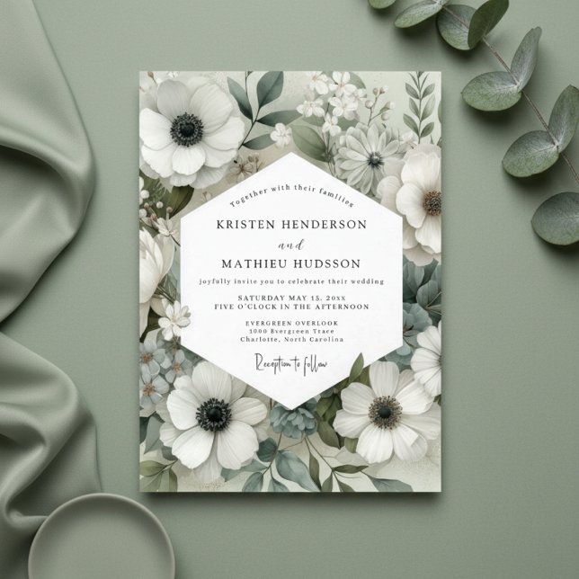 Invitación Sage Anemone Bloom Wedding (Subido por el creador)