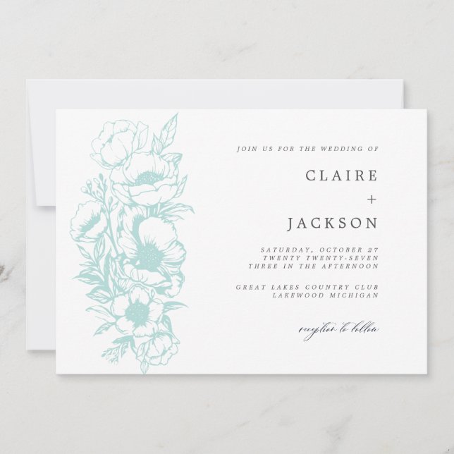 Invitación Sage Anemone boda Floral (Anverso)