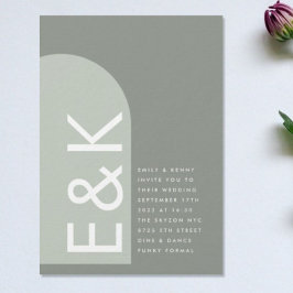 Invitación Sage Arch Moss Resumen Boda japonés de minimalismo