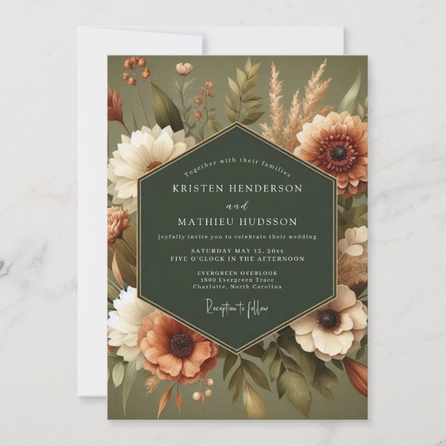 Invitación Sage Autumnal Harvest Wedding (Anverso)