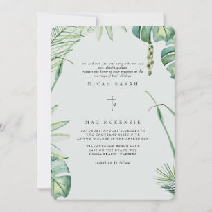 Invitación Sage Beach Tropics Ambos Padres Boda