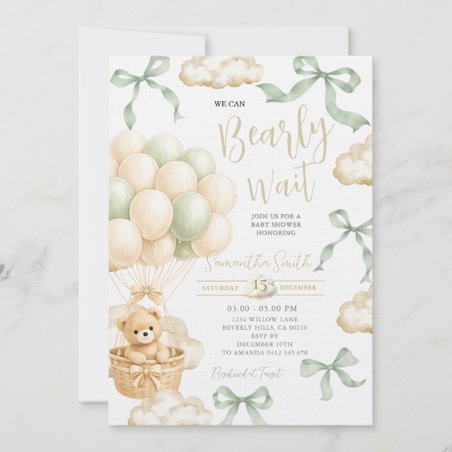 Invitación Sage Beige Gender Neutral Baby Shower Invite (Anverso)