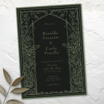 Sage Black Vintage Botanical Trellis Arch Wedding