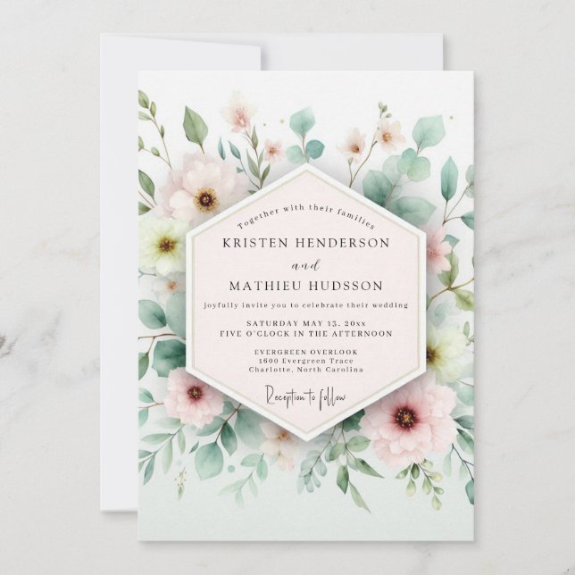 Invitación Sage & Blush Airy Botanical Wedding (Anverso)