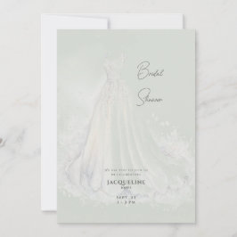 Invitación Sage Boda Vestido Bridal Shower