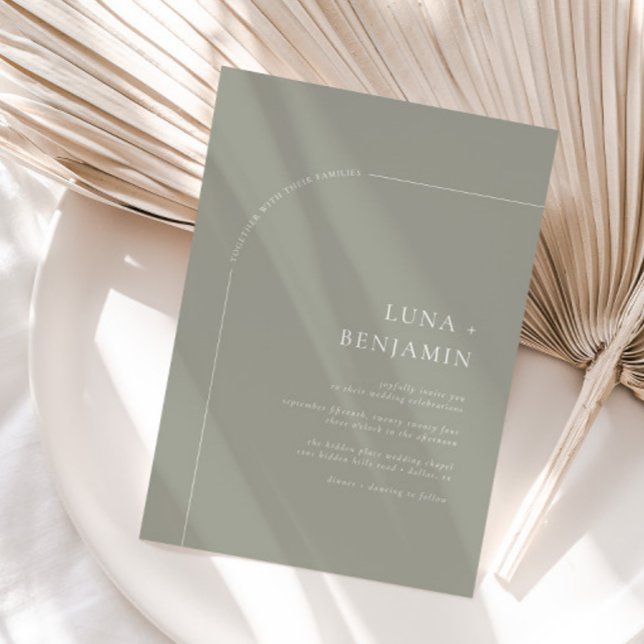 Invitación Sage Bohemian Arqueado Boda Minimalista (Available for print and instant digital download!)