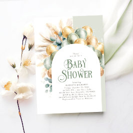 Invitación Sage Boho Arch Baby Shower Género neutral