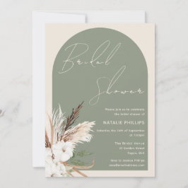 Invitación Sage Boho Arch Beige Floral Bridal Shower